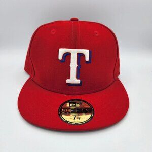 Texas Rangers Hat Cap New Era 59fifty 7 1/4 Fitted Wool Haiti Small Mark Picture